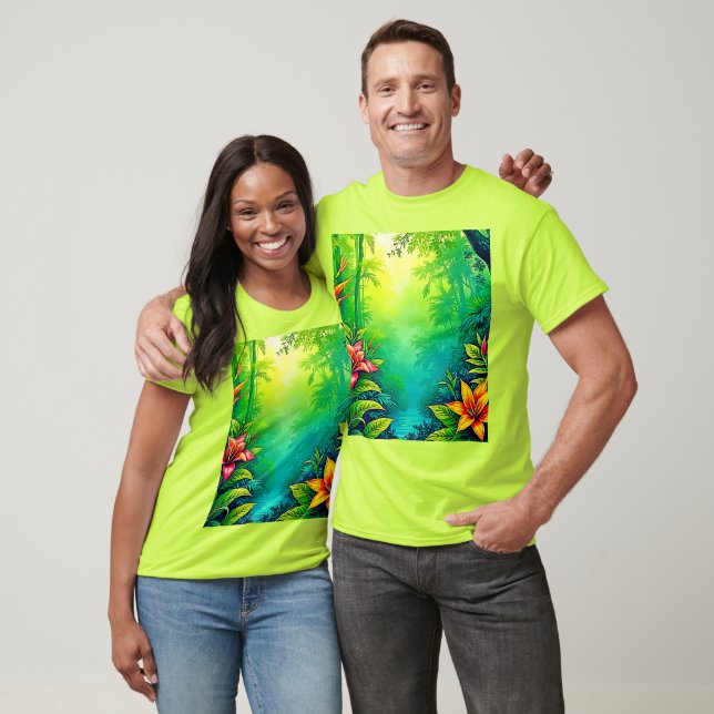Lush Tropical Jungle Oasis Design T-Shirt (Unisex)
