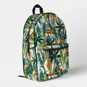 Lush Tropical leaves and tigers pattern Printed Backpack