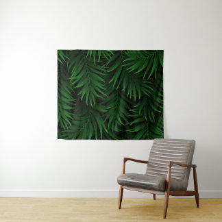 Lush Tropical Palm Leaves Design Tapestry