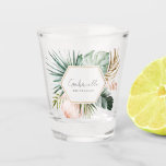 Lush Tropics Bridesmaid Shot Glass<br><div class="desc">The Lush Tropics Collection, a beautiful and modern collection that features hand-painted tropical greenery, including watercolor monstera and palm leaves. The color palette is absolutely stunning, with lush greens, delicate blush, and elegant gold that creates a perfect tropical summer vibe. Each element is delicately painted with watercolors, adding a beautiful...</div>
