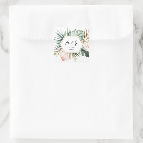 Lush Tropics Favor Square Sticker