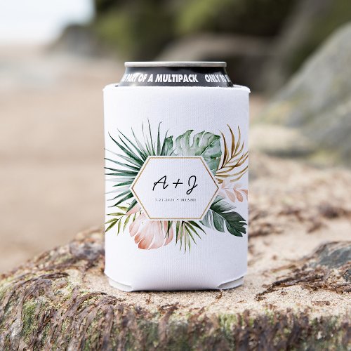 Lush Tropics Wedding Can Cooler Cozy