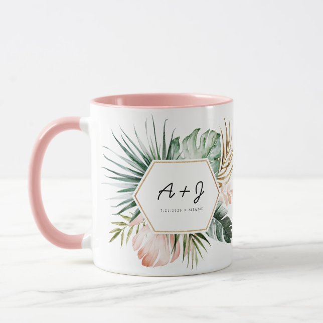 Lush Tropics Wedding Coffee Mug (Left)
