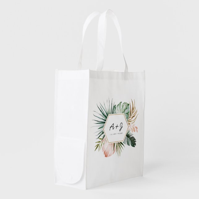 Lush Tropics Wedding Grocery Bag (Front Side)