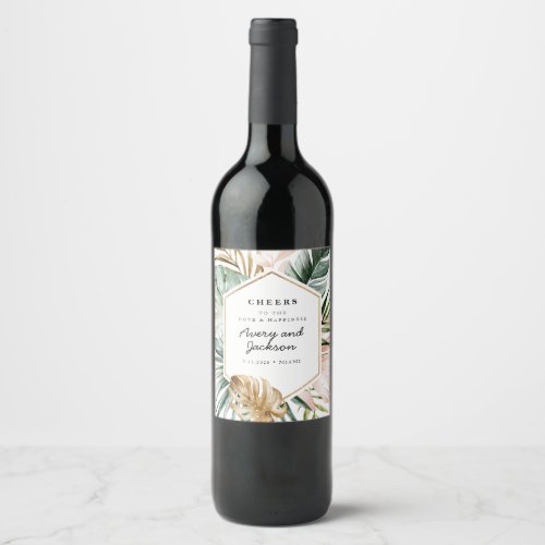 Lush Tropics Wedding Wine Label