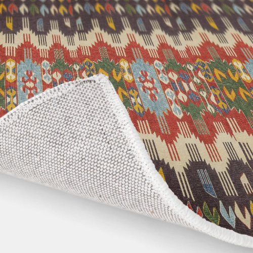 Lush Turkish Kilim Style Geometric Pattern Runner