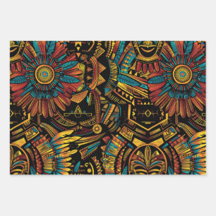 Lush Turquoise "Aztec Dream" Elegant Wrapping Pape Paper Sheets