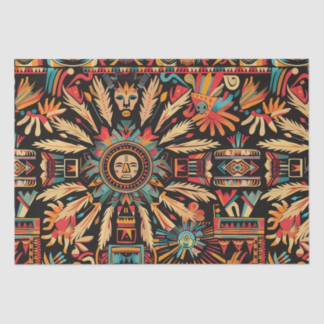 Lush Turquoise "Aztec Dream" Pattern Tissue Paper (Front)