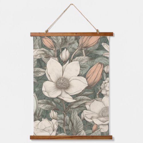 Lush Vintage Magnolia Floral Botanical Hanging Tapestry