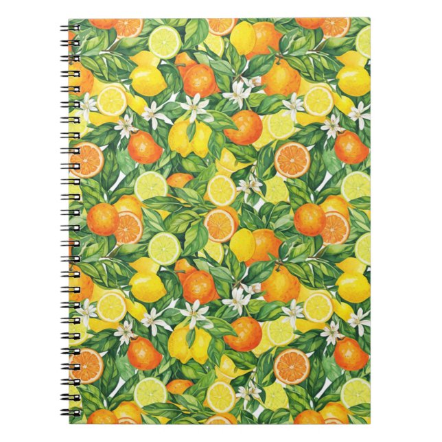 Lush Watercolor Citrus Fruit Spiral Photo Notebook (Front)