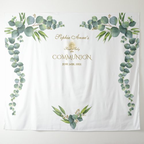 Lush Watercolor Eucalyptus Holy Communion Prop Tapestry
