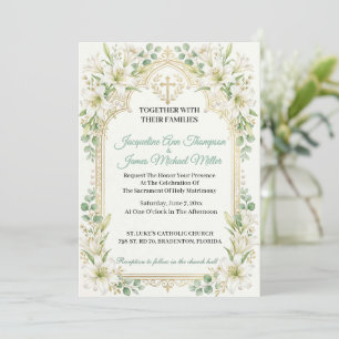 Lush White Lilies Wedding Invitation