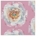 Lush White Peonies Pattern Fabric