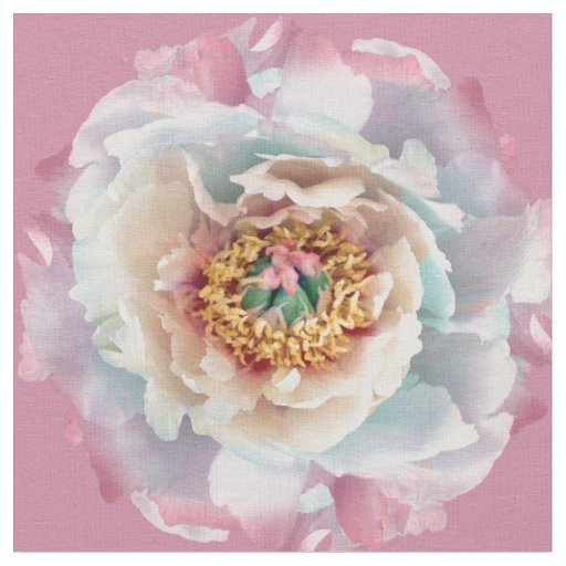 Lush White Peonies Pattern Fabric