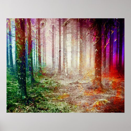 Lush Woods Forest Landscape Painting Poster