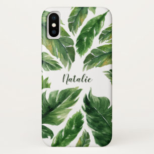 Lushious green tropical leaf modern botanical iPhone x case