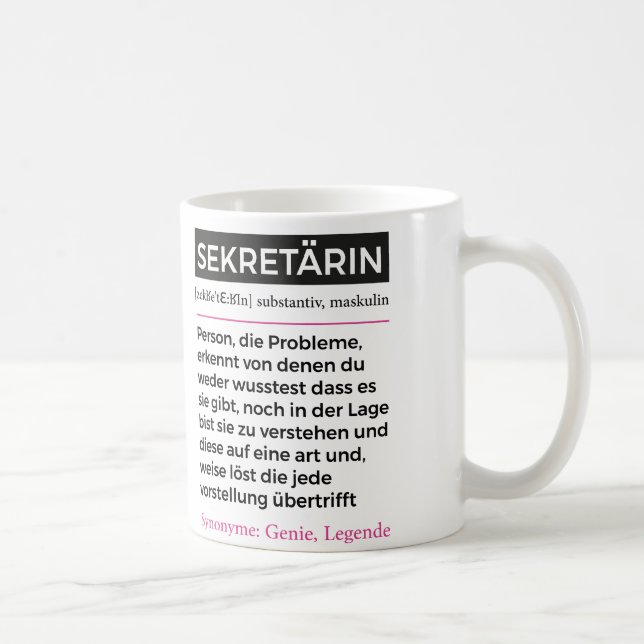 Lustig secretary, assistant, office speech gift coffee mug (Right)