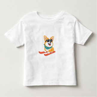 Lustiger Corgi on skis Toddler T-shirt