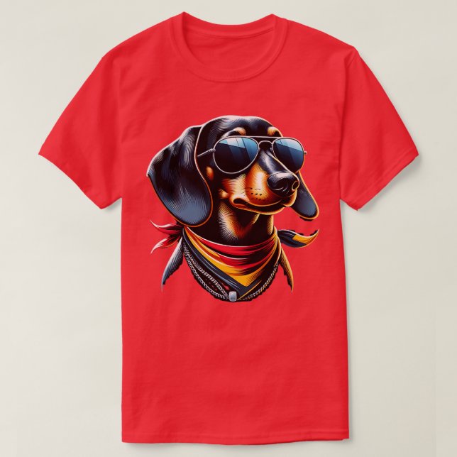 Lustiger Dackel mit Flagge Deutschland Witzig Cool T-Shirt (Design Front)
