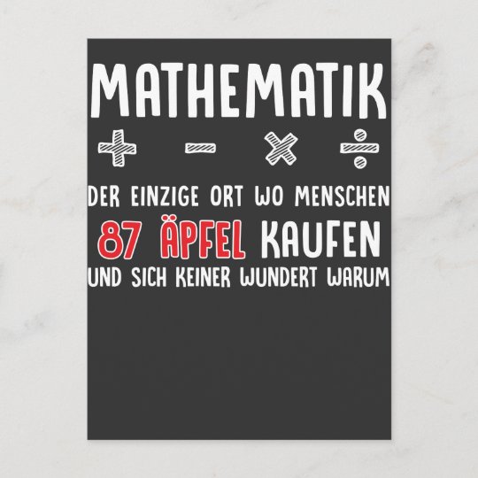 Lustiger Mathe Nerd Spruch Mathematik Schule Postcard