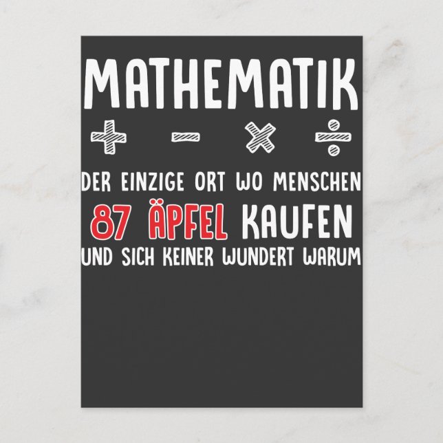 Lustiger Mathe Nerd Spruch Mathematik Schule Postcard (Front)