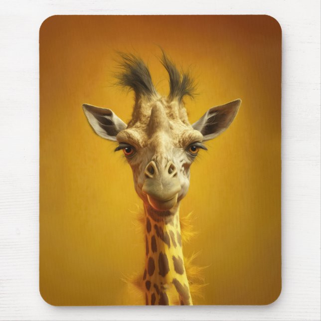 Lustiges Giraffenportrait Mouse Pad (Front)