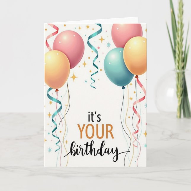Lustrous Balloon Birthday Card (Front)