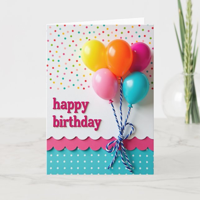 Lustrous Balloon Party Card (Front)