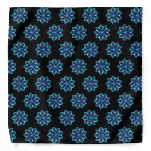 Lustrous Green Blue Flower Bandana