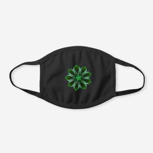 Lustrous Green Flower Black Cotton Face Mask