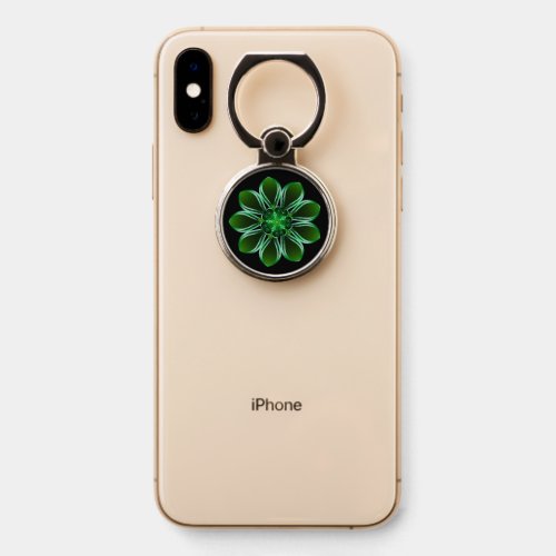 Lustrous Green Flower Phone Ring Stand