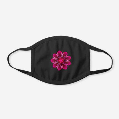 Lustrous Pink Flower Black Cotton Face Mask