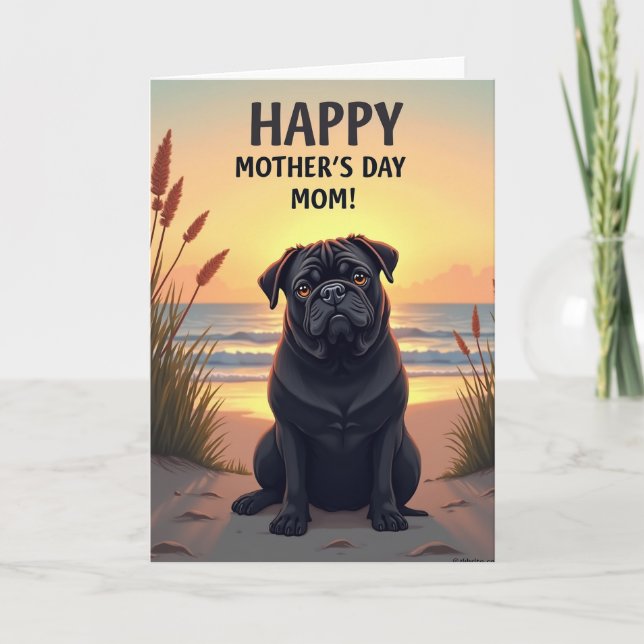 Lustrous Pup Sunset Beach Card (Front)