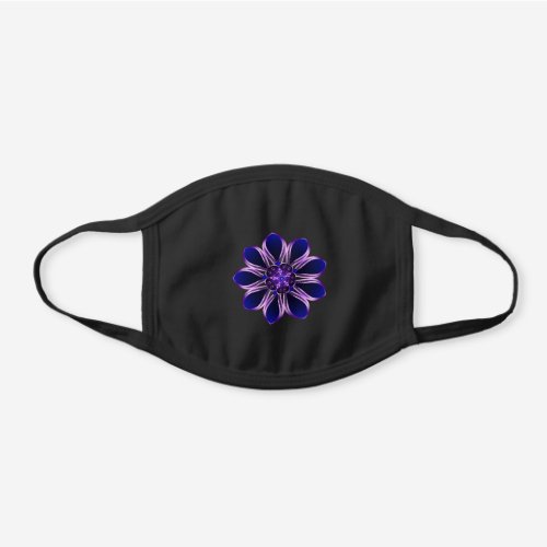 Lustrous Purple Blue Flower Black Cotton Face Mask