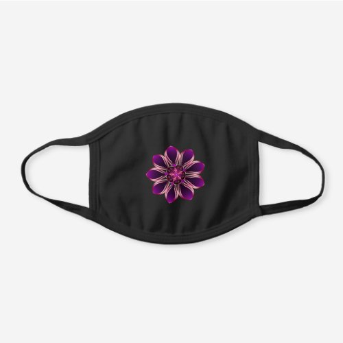 Lustrous Purple Pink Flower Black Cotton Face Mask