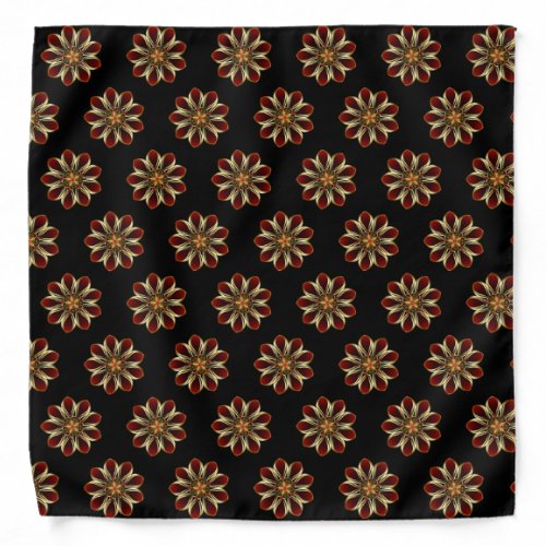 Lustrous Red Gold Flower Bandana