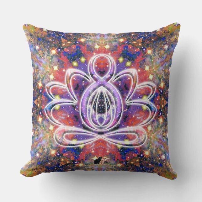 Lustrous Zen Lotus Throw Pillow (Front)