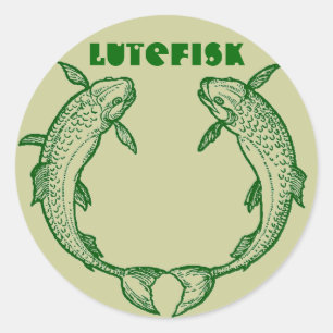 Lutefisk Fish Canning Jar STICKERS! Kalamojakka Classic Round Sticker