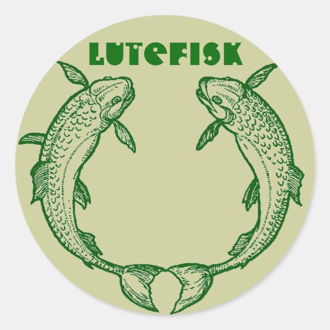 Lutefisk Fish Canning Jar STICKERS!  Kalamojakka Classic Round Sticker (Front)