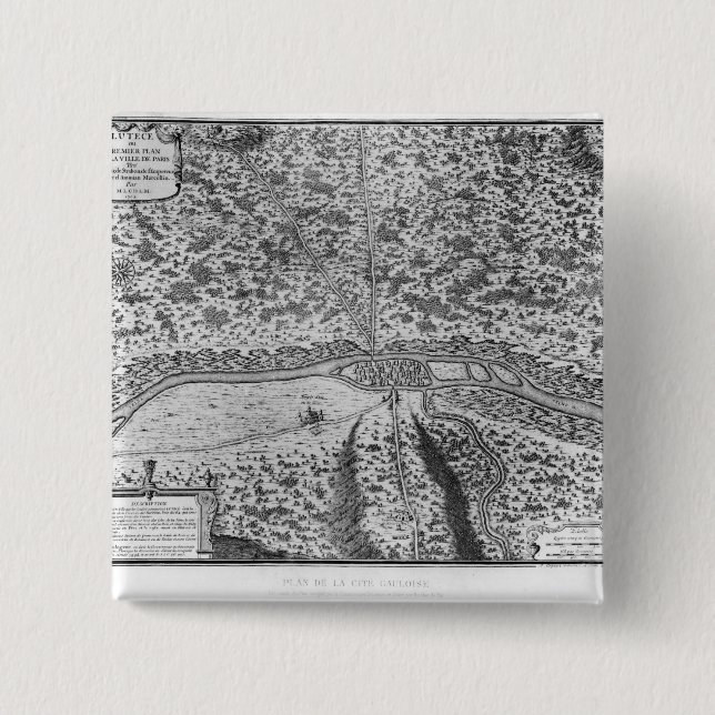 Lutetia or the first plan of Paris Pinback Button (Front)