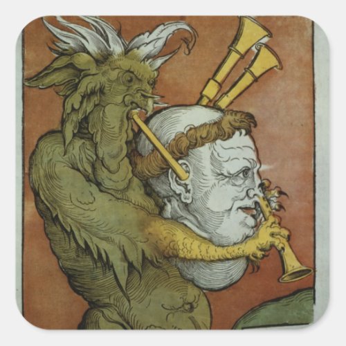 Luther as the Devils Bagpipes c1535 Square Sticker