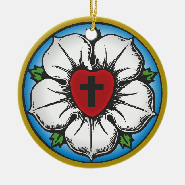 luther rose ceramic ornament (Front)