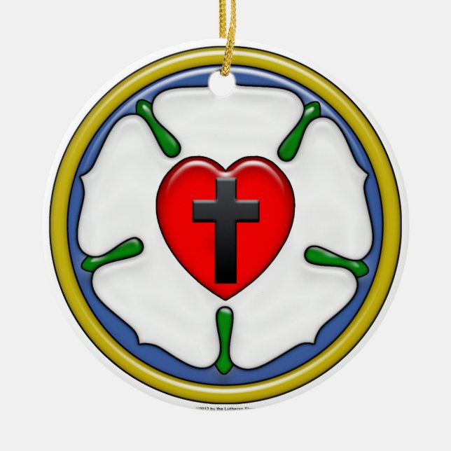 Luther Rose Embossed-Look Ceramic Ornament (Front)