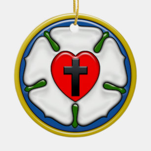 Luther Rose Embossed-Look Ceramic Ornament