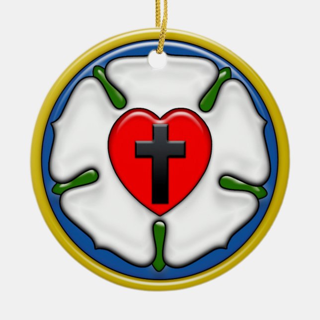 Luther Rose Embossed-Look Ceramic Ornament (Front)
