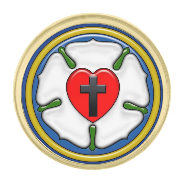 Luther Rose Embossed-Look Gold Finish Lapel Pin (Front)