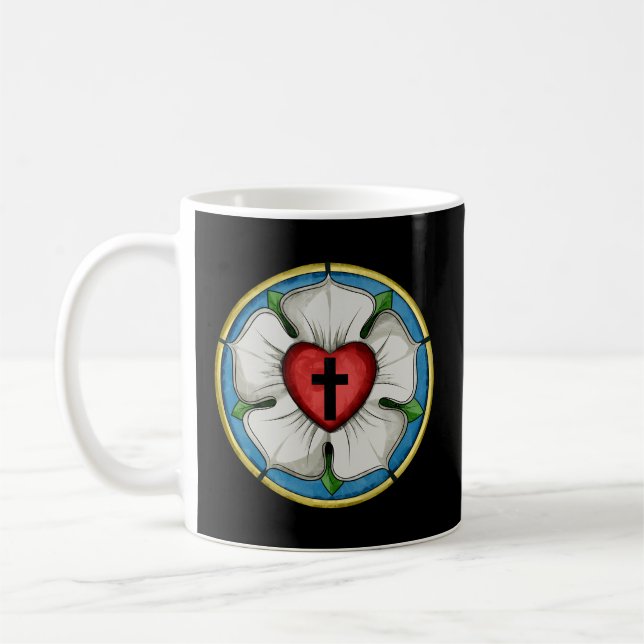 Luther Rose Seal Lutheran Symbol Christian Cross Coffee Mug (Left)