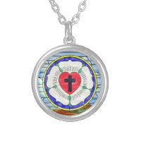 Luther Rose Stained Glass Round Necklace