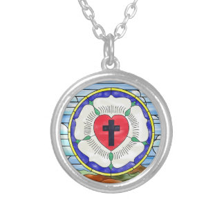 Luther Rose Stained Glass Round Necklace