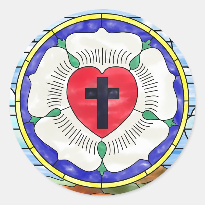 Luther Rose Stained Glass Window Classic Round Sticker | Zazzle.com